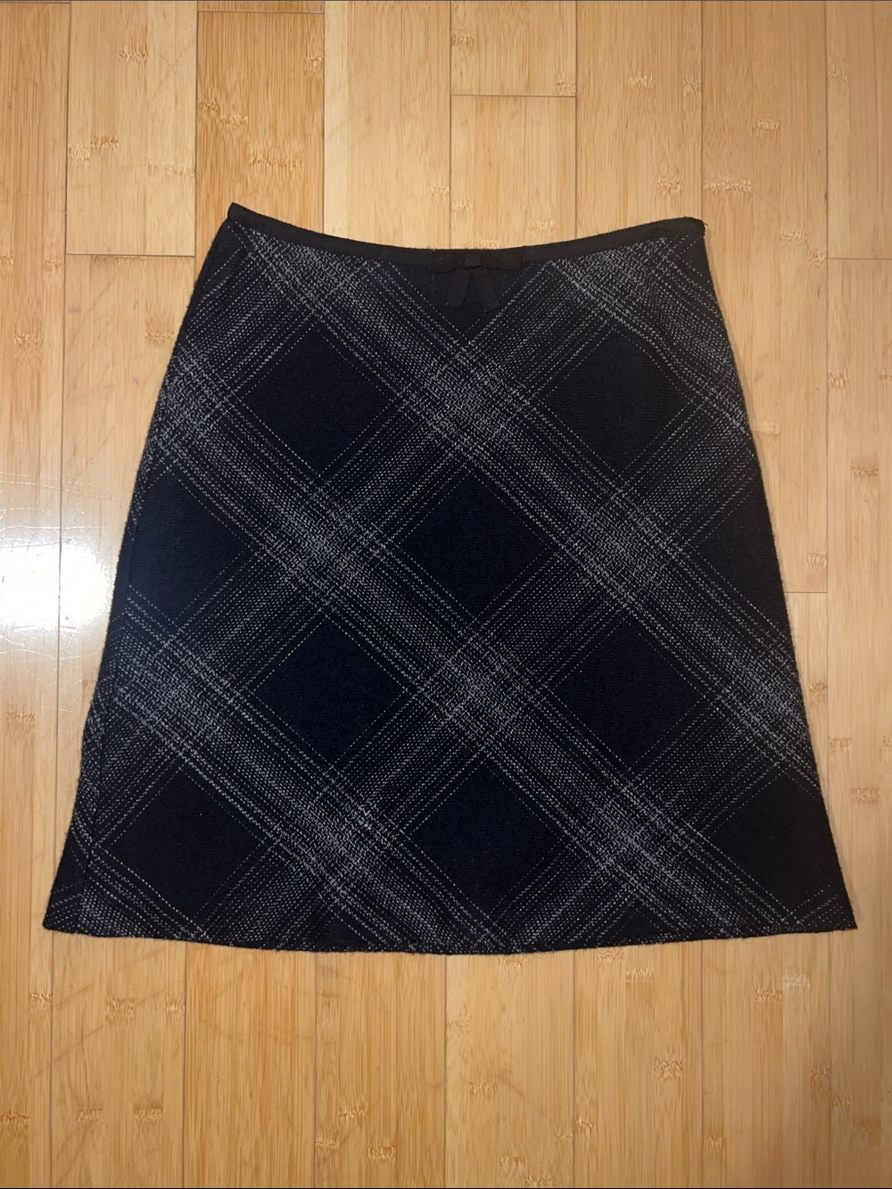 Studio M Black Plaid A-Line Skirt